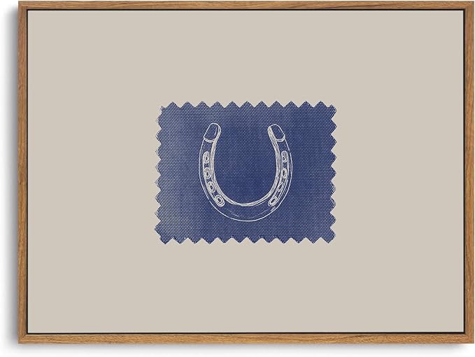 ZZLWBKGL Horseshoe Decor Western Wall Art Vintage Framed Wall Art 16x24in | Cowboy Picture Retro Lucky Artwork for Living Room Bedroom