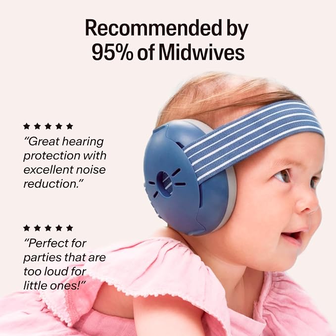Alpine Muffy Baby Ear Protection for Babies and Toddlers up to 36 Months - CE & ANSI Certified - Noise Reduction Earmuffs - Comfortable Baby Headphones Against Hearing Damage & Improves Sleep - Denim