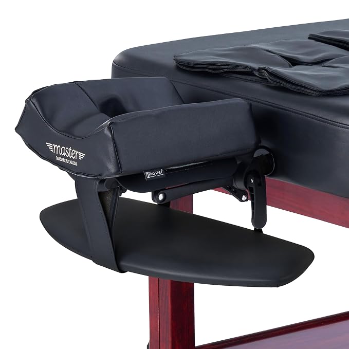 AirMaster-II 30” Stationary Massage Table Airwave Full Body Stretching with Airbags 3D Lumbar Traction for Professional & Home Use Chiropractic Bed Black+Mahogany Color Frame