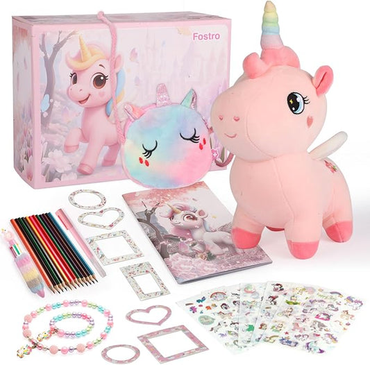 Unicorn Magic Gift Set for Girls Age 3-8 | 10-in-1 Arts and Crafts Kit with Plush Toy, Stickers & Drawing Supplies | Creative Screen-Free Play | Gift Ready (Sets)
