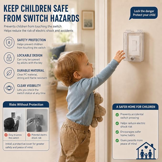 Baby Safety Outlet Cover Box, Outlet Covers, Plug Covers for Electrical Outlets, Socket Covers for Outlets Fit 5.9
