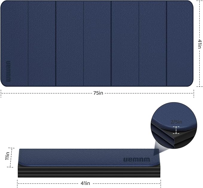 Foldable TPE Yoga Mat Thick 10mm,75" x40"Extra Large Exercise Mats | Stretch Mat Non-slip Fitness Folding Mat Easy to Carry,Wide Gym Mats for Women Men Suitable for Home Workout Travel Pilates