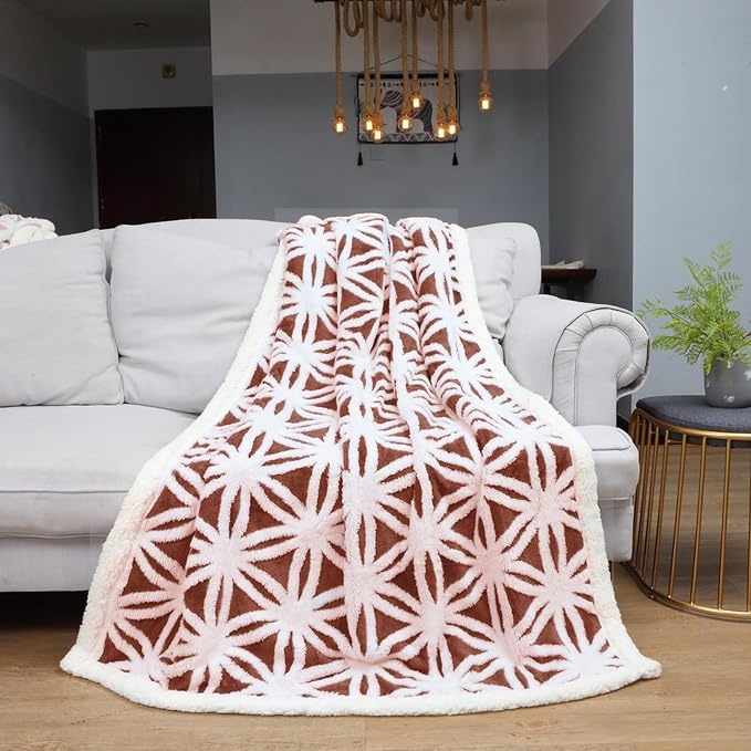 LOMAO Sherpa Fleece Blanket Gifts for Mom Dad Cozy Soft Throw Blanket for Women Men Birthday Gifts Dual Sided Couch Sofa Bed Blanket (Brown, 51"x63")