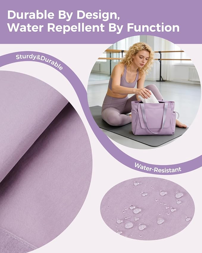 sportsnew Gym Bag for Women, 19L Yoga Mat Bag with Shoe Compartment & Wet Dry Pocket, Gym Tote Bag with Hook-and-loop Yoga Mat Holder, Quick Access Storage, for Workout Travel Pilates Dance