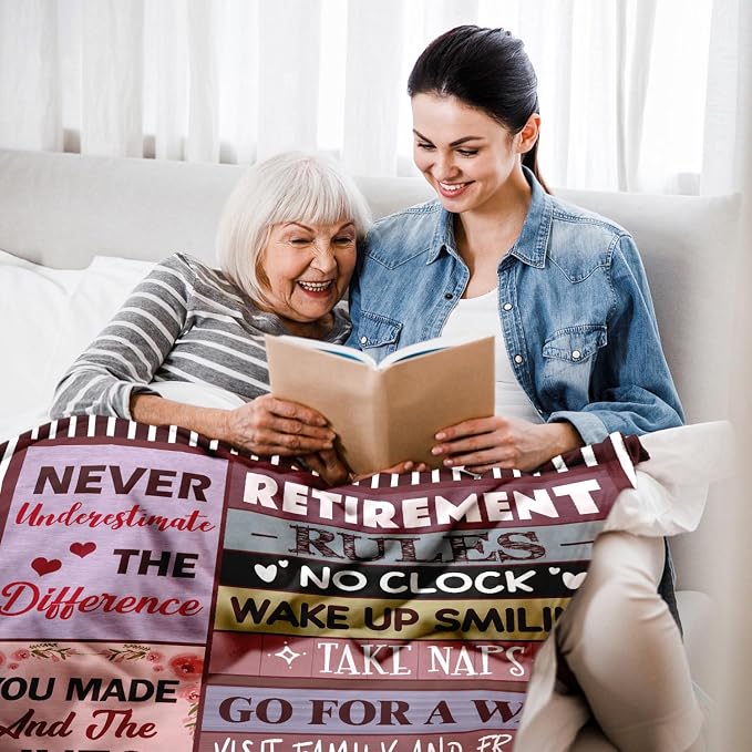 Retirement Gift for Woman or Men, Retirement Blanket for Women 60"X80" | Happy Retirement Party Decorations, Happy Retirement Gifts for Women Mom Teacher Nurse Coworker Retirees- Retirement Blanket