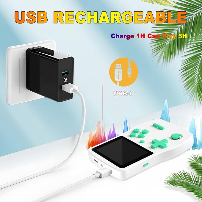 32 Bit Handheld Games for Kids Preloaded 139 Video Games, Portable Video Gaming Player with 3.0" IPS Screen and Rechargeable Battery, Mini Travel Games Electronic Gifts Toys for Boys Girls, White