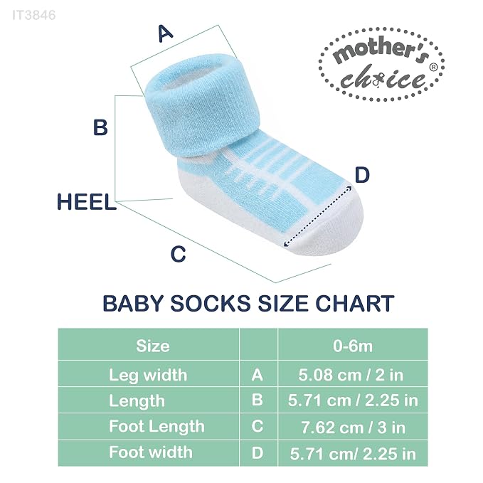 Mother's Choice Organic Cotton Baby Socks 0-6 Months - 12 pairs Unisex, Warm Infant Socks, Soft Neutral Boy & Girl Socks, Gentle Newborn Socks, Baby Gift, Ideal for Daily Comfort for Baby