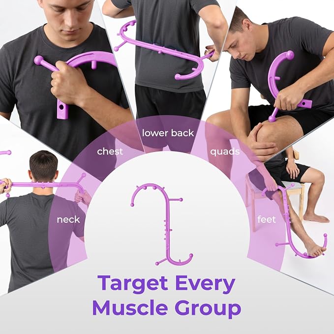Detachable Trigger Point Massage Cane, Button-Release Design Massage Hook for Back, Neck & Shoulder Pain Relief, Pressure Point Massage Tool for Muscle Recovery (Medium, Pink)