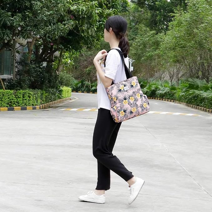 KAMO Floral Tote Bag - Waterproof Lightweight Handbags Travel Shoulder Bag for Hiking Yoga Gym Swimming Travel Beach