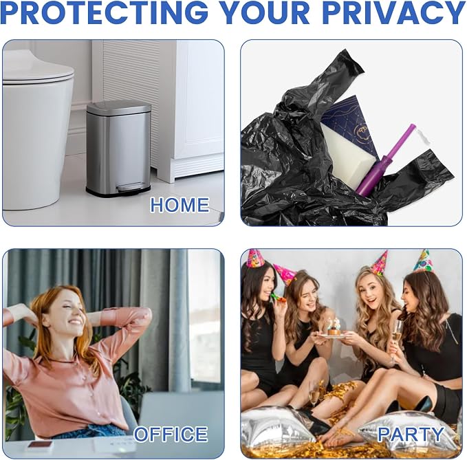 Personal Disposal Bags, Sanitary Napkin Bags Black Little Waste Bags, 400 Pack, Plastic Trash Bags with Handles for Feminine Tampons Hygiene Products