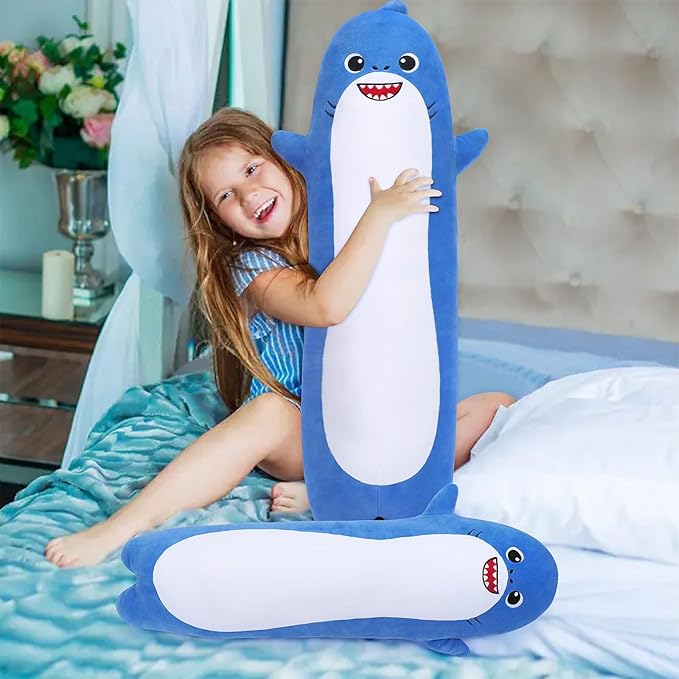 Large Shark Stuffed Animal,20” Long Shark Plush,Cute Plushies Animals Body Pillow,Kawaii Big Plush Toys Animal Gifts,Anime Sleeping Hugging Pillow Cushion for Kids Adults Birthday