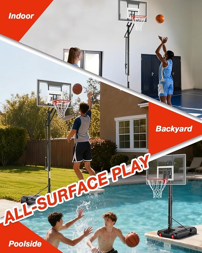 Basketball Hoop Outdoor with 33 Inch Shatterproof Backboard, Portable Basketball Goal System