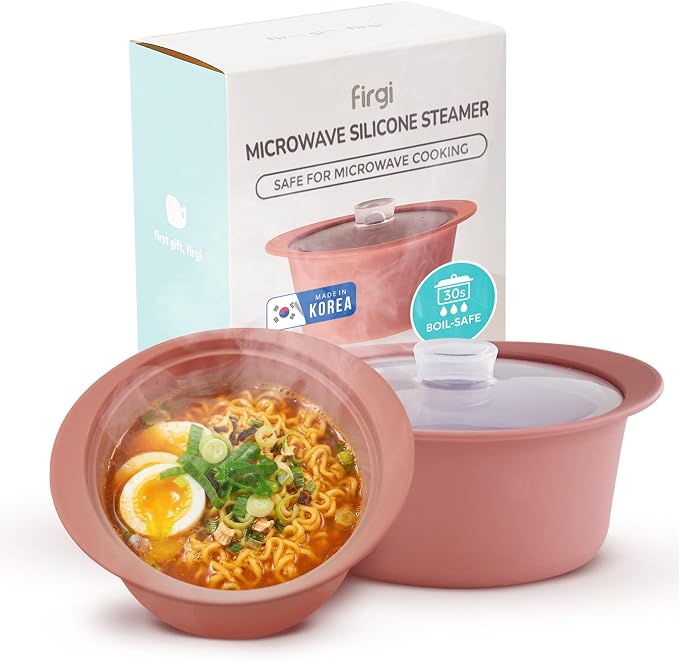 27oz Platinum Silicone Microwave Steamer Pot with Handle & Lid - Korean 100% Food-Grade Steamer Bowl, Heat-Resistant Cooker with Steam Holes, Easy Clean, Dishwasher Safe, Dry Rose