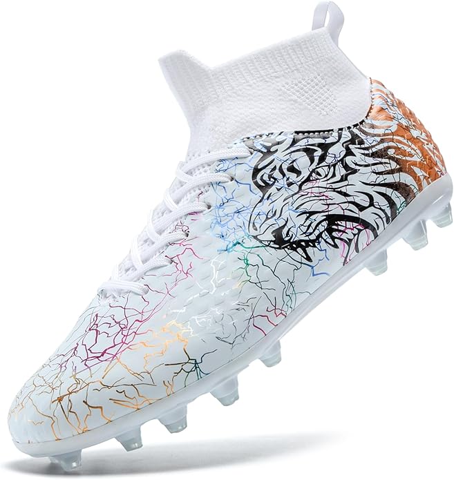 Soccer Cleats Boys Youth Training Football Cleats Athletic Outdoor Girls Soccer Shoes High-top Kids Football Shoes for Little/Big Kid