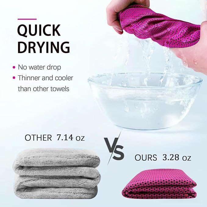 4 Packs Cooling Towel, 40" x 12" Microfiber Cooling Towels for Neck and Face, Soft Breathable Gym Towel for Working Out with Waterproof Bag & Carabiner, Sweat Towels for Running, Yoga, Travel, Climb