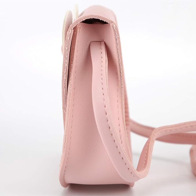 Little Rabbit Ear Bow Crossbody Purse,PU Shoulder Handbag for Kids Girls Toddlers(Pink)