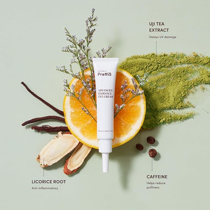 Botanic Pretti5 Advanced Radiance Eye Cream–Dark Circle Remover & Under Eye Wrinkle Repair for Sensitive Skin–Anti-Aging Japanese Lifting Treatment with Caffeine & Yuzu–Made in Japan & Vegan–12g