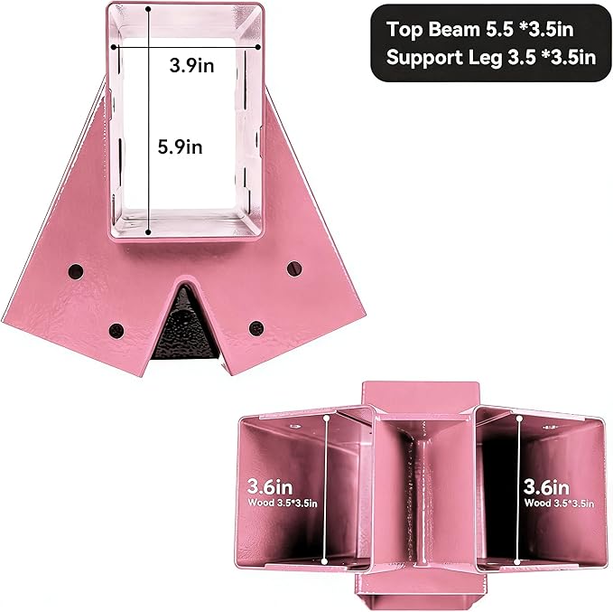 ABUSA Heavy Duty Swing Sets Brackets Including 2 Pink A-Frame Swing Set Brackets and 4 Swing Hangers for Playground Equipment Mounting Parts Hardware Included (P006)
