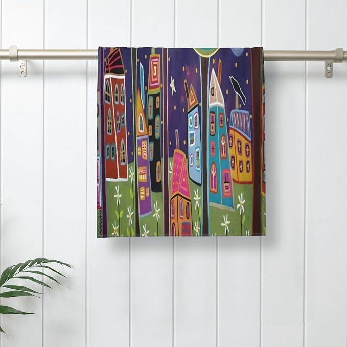 Game Room Colorful Night Landscape Microfiber Towel 12x27.5 Inches, Quick Dry Soft Travel Towel
