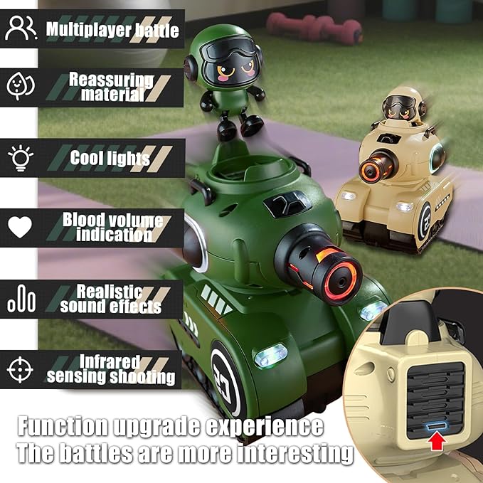 RC Battle Tanks with Infrared System and Sound Effects, RC Army Combat Vehicle Toy, Battle Tanks with HP Station for Boys & Girls Age 6-12, Christmas Birthday Gifts for 6-12 Year Kids, 2 Pack