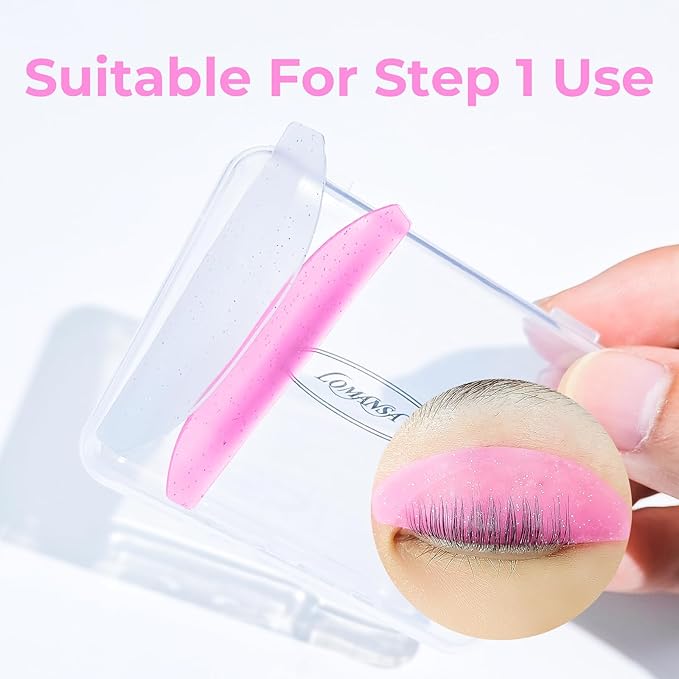 Flat Lash Lift Shields Glueless Ultra Thin Silicone Pads for Perming Lotion No.1, Lash Softening Shields for Easy Korean Eyelash Lift (Glitter White)