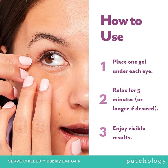 Patchology Serve Chilled Bubbly Eye Gels with Niacinamide, Hydrating Under Eye Patches with Niacinamide and Vitamin C, Under Eye Gel Pads with Gel Technology, Facial Skin Care Products - 5 Pairs