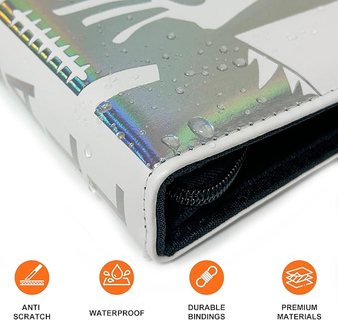 900 Pockets Football Card Binder, Portable Waterproof Storage Card Album with Removable Sleeves for Sports Football Cards 2025 2026 Collectors(laser silver hot stamping)