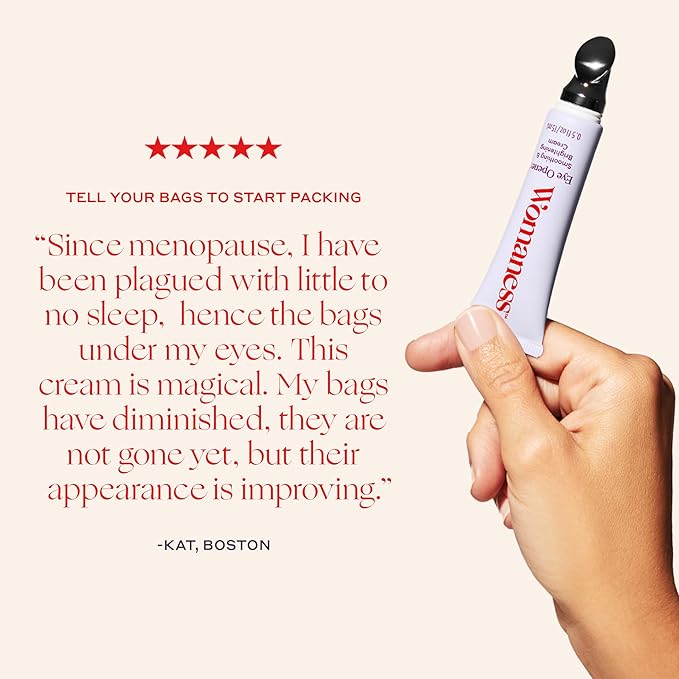 Womaness Eye Opener Under Eye Cream for Puffiness - Fine Lines and Dark Circles - Anti-Aging Treatment with Hyaluronic Acid, Bakuchiol Retinol Alternative and Cooling Applicator - 15ml
