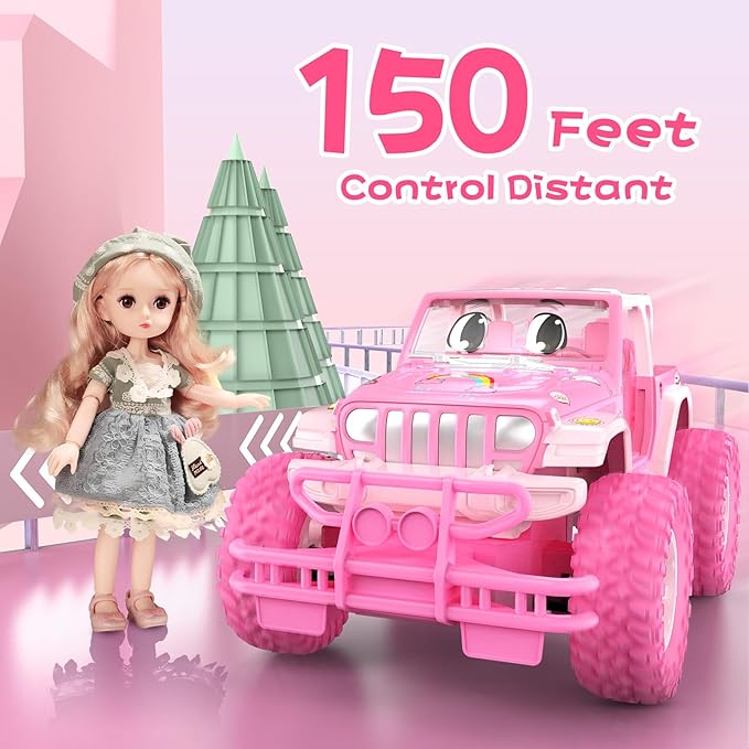NQD Remote Control Car, Rechargeable RC Racing Cars with Stickers 1:16 Scale, 80 Min Play, 2.4Ghz Off Road Trucks All Terrain Toys Gifts for 3-Year-Old Girls
