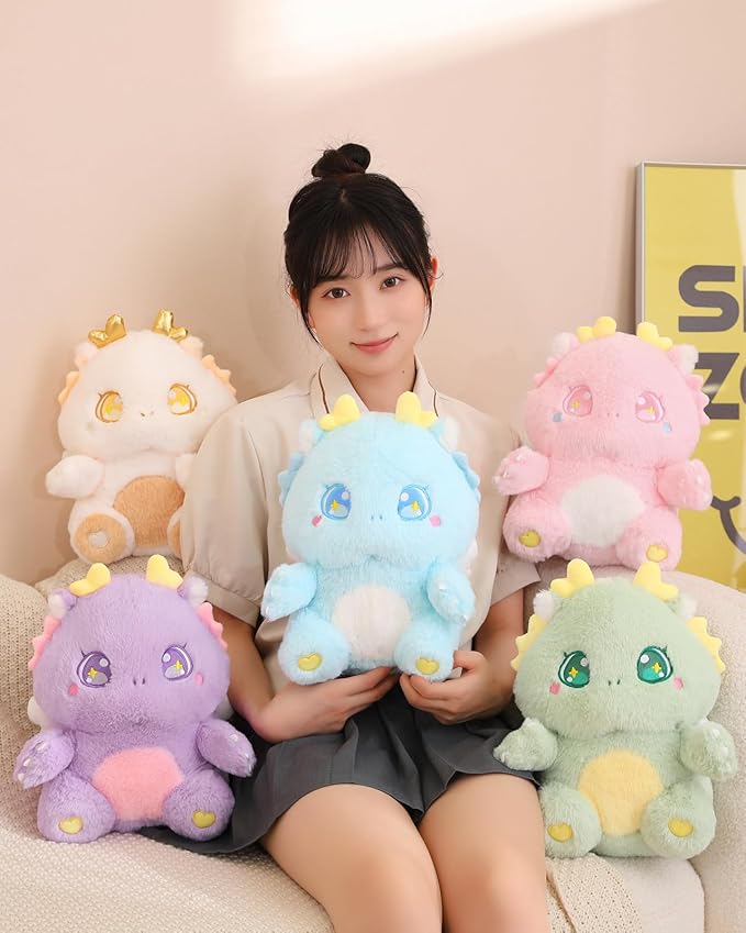 MUPI Cute Dragon Plush Toy Kawaii Stuffed Animals Soft Dinosaur Plush Pillows for Girls Boys Kids Adults, Purple (11 Inch)