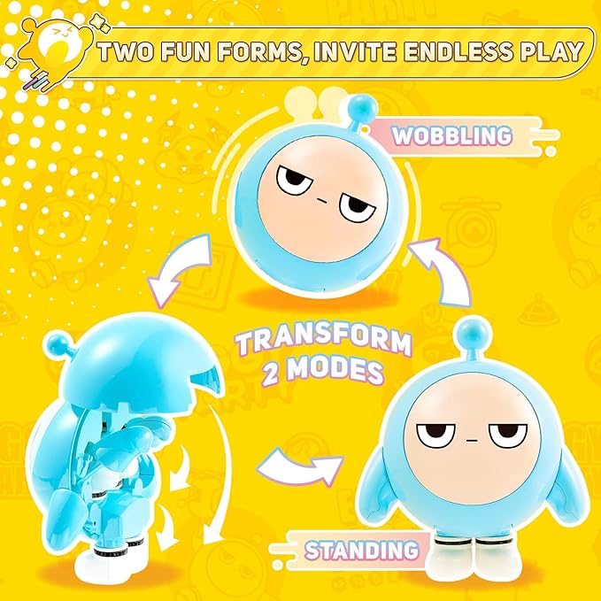 A ALPHA Eggy Party Toys, Bulu Action Figures Transformable Toys, 2-in-1 Eggy Wobbler Toys to All Ages, Cute Tumbler Toys for Kids Boys and Girls Birthday Holidays