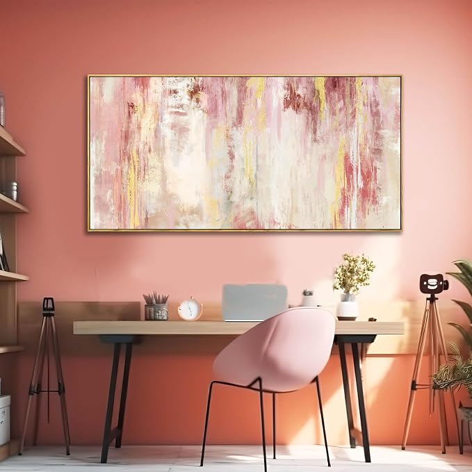 Abstract Pink Wall Art/Framed Artwork Wall Art/Oil Painting Home Decoration/Modern Art for Bedroom Living Room Home Office 20x40 Inches