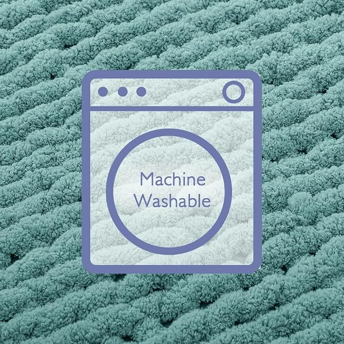 Bigacogo Chunky Knit Throw Blanket for Couch, 40x40 inches, Light Teal | Hand Knit with Jumbo Chenille, Soft Breathable Cable Knit for Sofa Bed Living Room, Machine Washable, Gift for Mom Friend