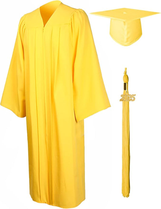 GraduationMall Matte Graduation Gown Cap Tassel Set 2025 for High School and Bachelor