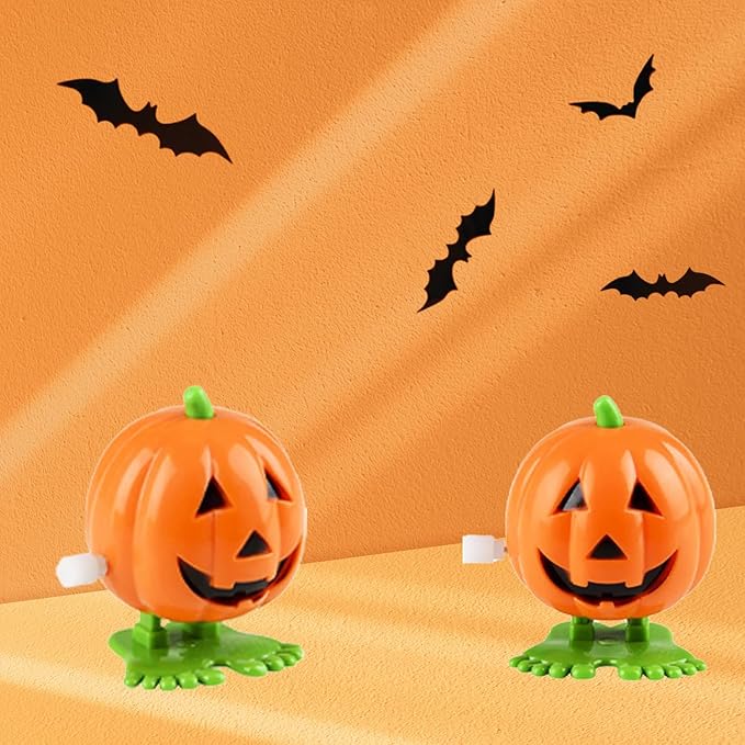 The Dreidel Company Halloween Pumpkin Wind-Up Toys, Birthday Party Favors, Novelty Toys for Boys and Girls, 2" Inches (48-Pack)