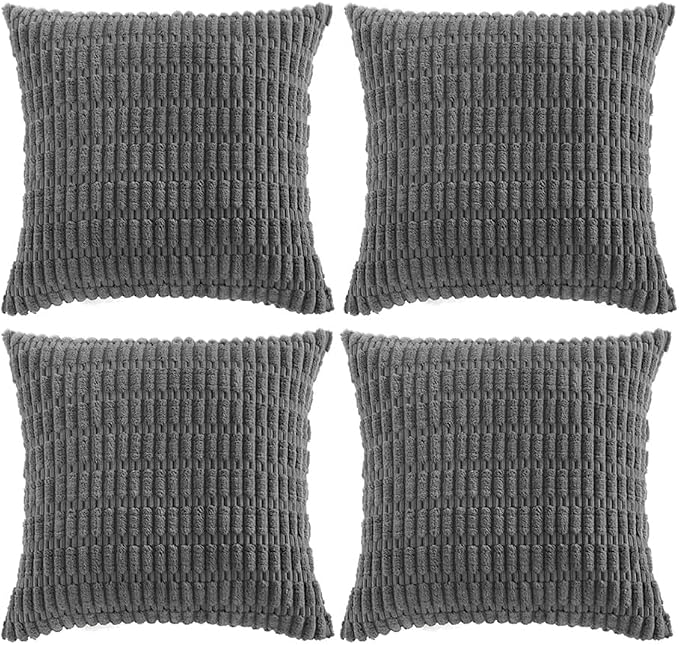 Fancy Homi 4 Packs Decorative Throw Pillow Covers for Living Room Couch Bed, Modern Farmhouse Boho Home Décor Accent Cushion Case, 24" x 24", Dark Gray