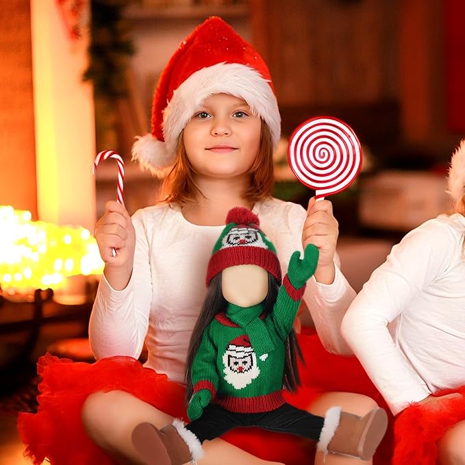 6 Pcs Christmas 18 Inch Doll Clothes and Accessories Winter Outfits Set Sweaters Trousers Hats Shoes for 18 Inch Doll Gift(Green and Red,Santa Claus)