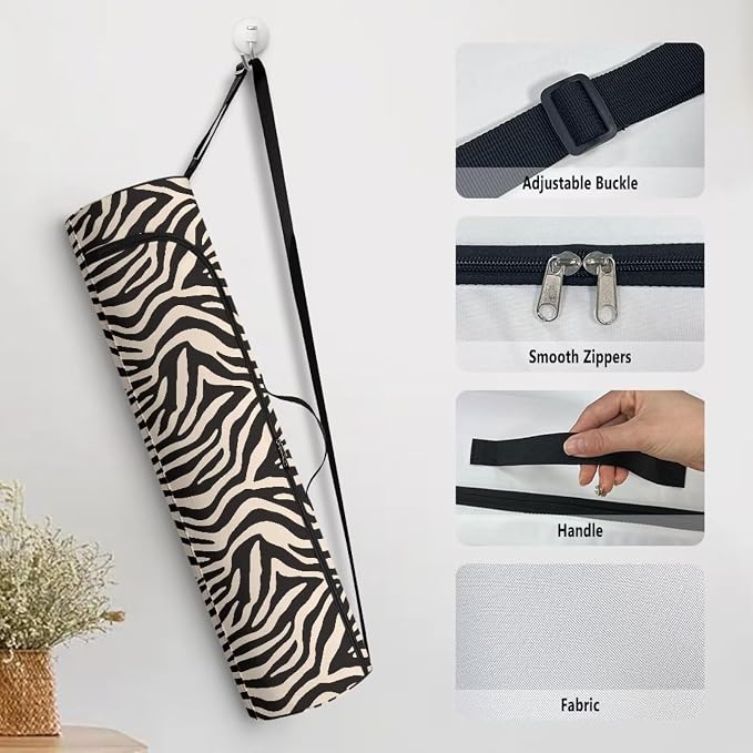 Yoga Mat Bag with Adjustable Shoulder Strap and Handle Zipper, 30in Wide x 6.3in Diameter for Yoga Mat Storage
