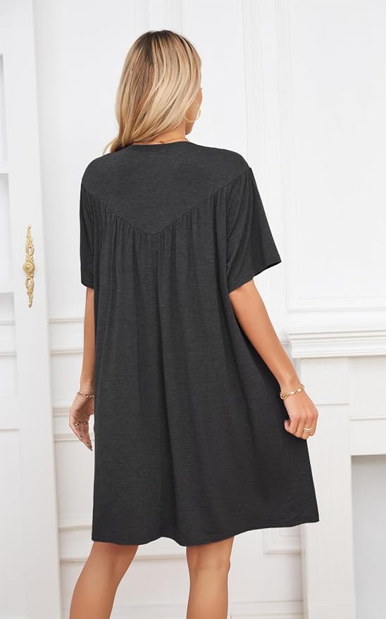 VintageClothing Nightgowns for Women Soft House Dresses Sleepshirts Short Sleeve Sleepwear Night Dress Moo Moo Nightgown