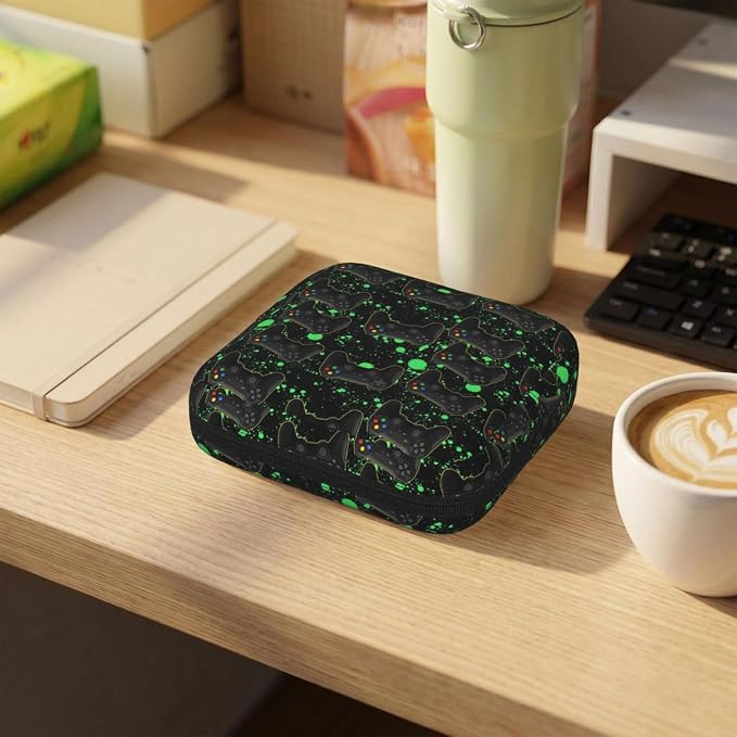 Hidden Style Period Holder Bag Green Video Game Weapon Cool Gamers, Privacy Guard Feature, Reusable Organizer for Menstrual Supplies, Fitness Outdoor Scenario Use