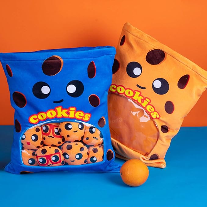 REFAHB Yummy Cookie Stuffed Toy Game Pillow, Cute Plush Cushion, Delicious Food Dessert Package, Birthday Gift (8pcs a Bag, Blue)