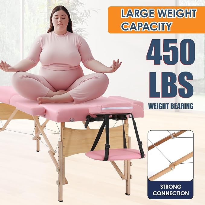 BestMassage Massage Bed Portable Massage Table 2 Folding Lash Bed Height Adjustable 28 Inch Wide Spa Table with Non-Woven Bag for Spa Footmassage Facial CareSpa Tattoo
