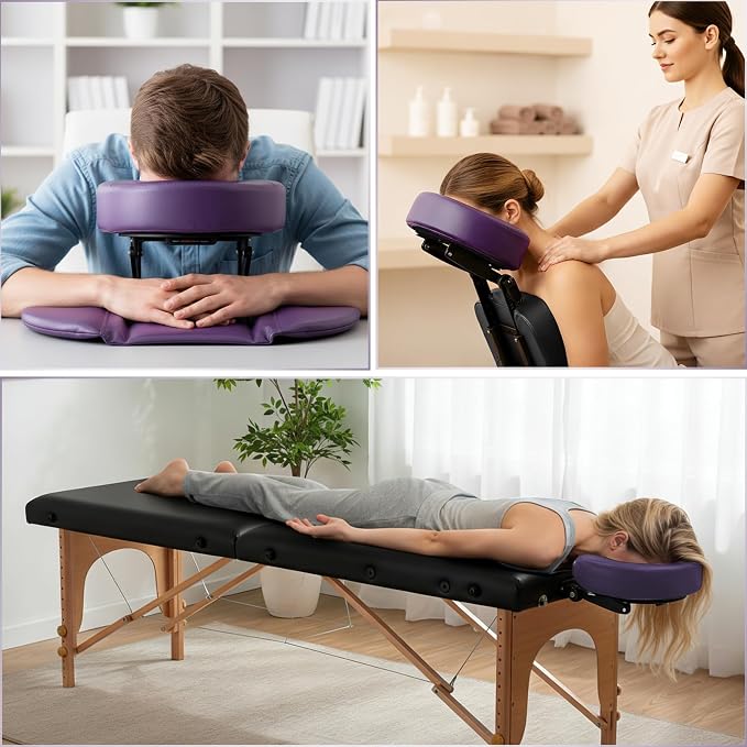 TRENDBOX Face Down Tabletop Massage Kit Adjustable Headrest Pillow - Purple