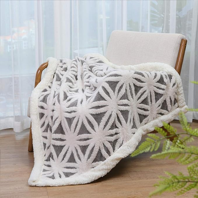 LOMAO Sherpa Fleece Blanket Gifts for Mom Dad Cozy Soft Throw Blanket for Women Men Birthday Gifts Dual Sided Couch Sofa Bed Blanket (Grey,51x63)