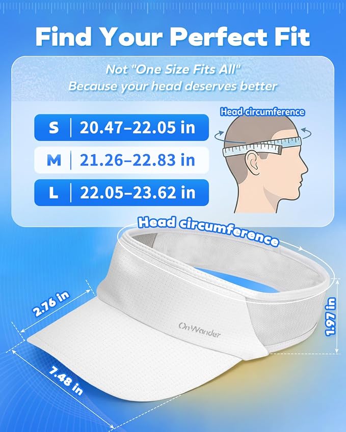 Sport Sun Visor Hat for Women Men - Lightweight Stretchy Polyester Spandex Quick Dry Sweatband Wrinkle Resistant