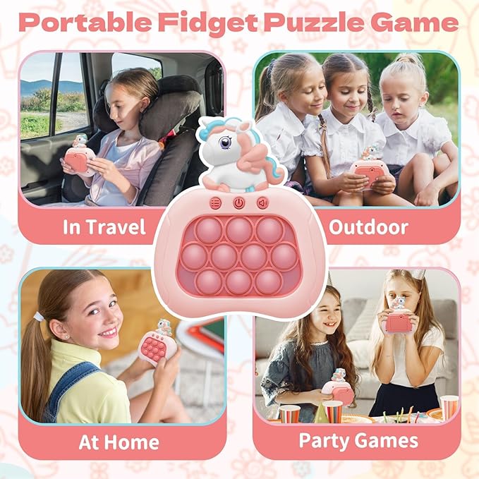 Pop Fidget Game Toys, Rainbow Unicorn Light Up Fidget Toys Electric Pop Bubble Game Controller Handheld Puzzle Sensory Toys Christmas Birthday Gifts for Kids Girls 2025