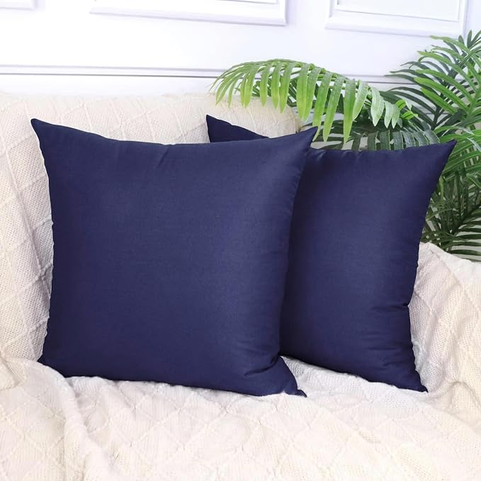 Thmyo 4-Pack 100% Cotton Comfortable Solid Decorative Throw Pillow Case Square Cushion Cover Pillowcase Sublimation Blank Pillow Covers Halloween DIY Throw Pillowcase(24x24inch/60x60cm,Dark Blue)
