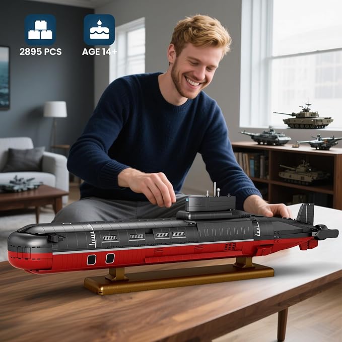 Reobrix Nuclear Submarine Building Sets for Adults, Typhoon-Class Nuclear Submarine Model Kit, History Collectible Decor, Military Toy Gift for Men and Teens
