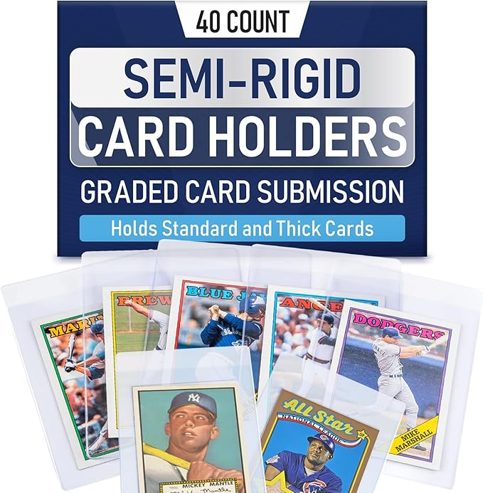 Semi Rigid Card Holder | PSA Graded Card Sleeves & Holder, PSA Cards Sleeves, Sports Saver SGC Slab Sleeve, #1 Hard Sleeve for Cards Grading Submission Approved for BGS, CSG, Clear TCG Protector.