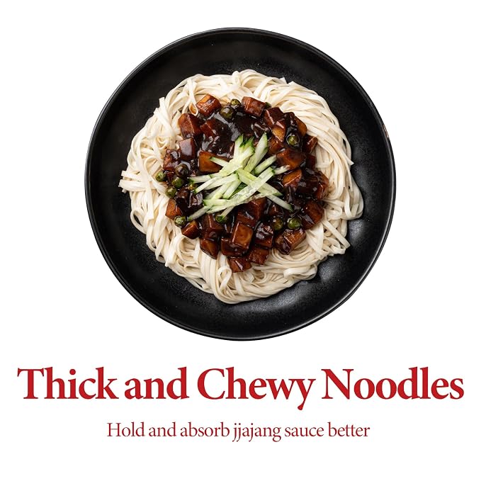 Wang Thick and Chewy Wheat Noodle for Jjajang Black Bean Sauce | Korean Noodle, Jjajang Myeon Noodle, 48 Oz